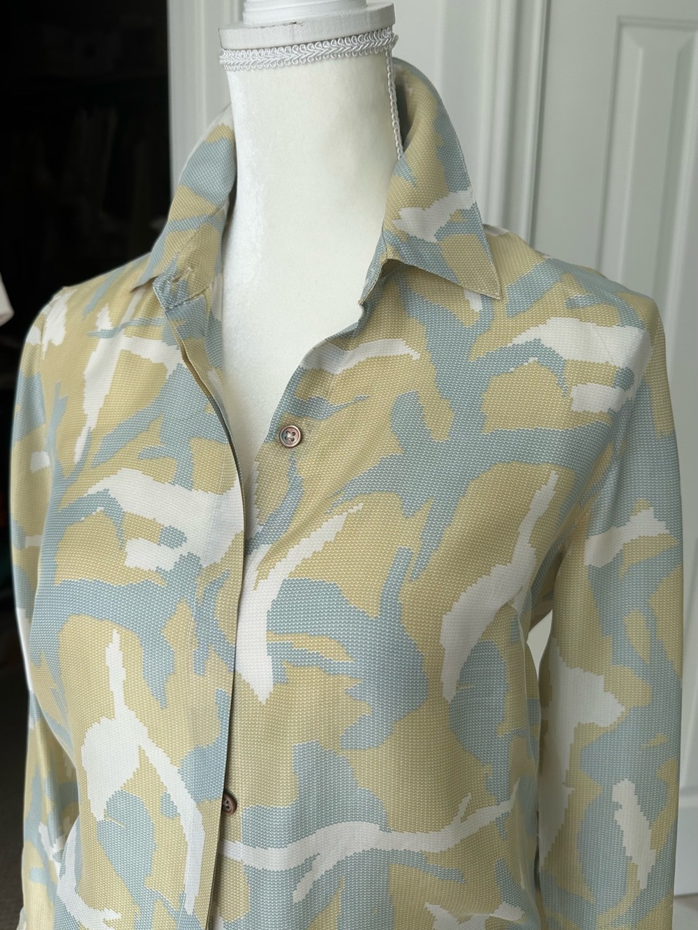 Minnie Rose Silk Button-Up Blouse